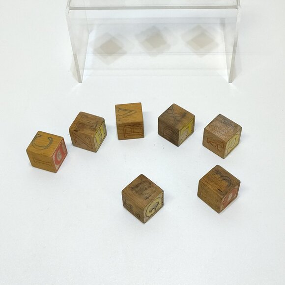 Alphabet Number Wooden Blocks Circa 1950s Play Education Toys Brand Unknown VTG - Picture 7 of 7